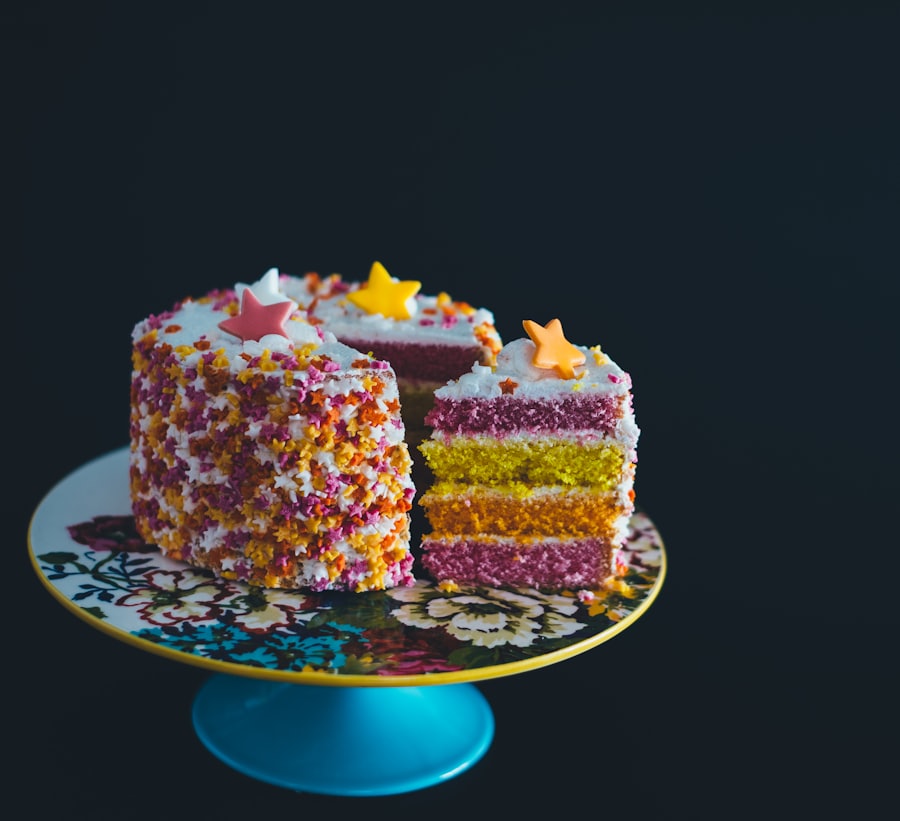 Rainbow sprinkle layer cake