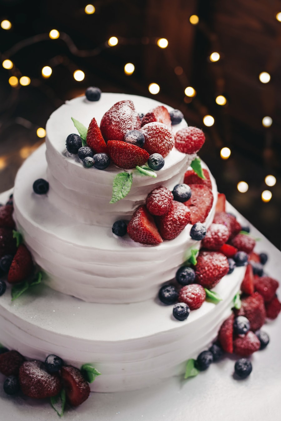 Berry-topped celebration cake